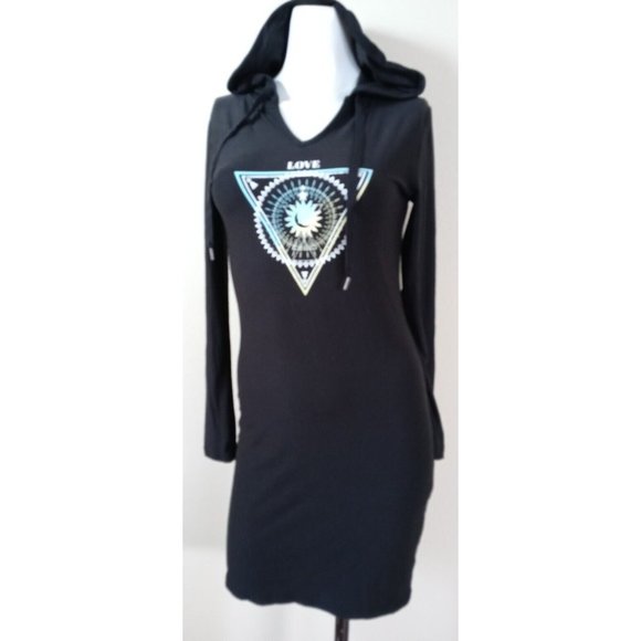 No Boundaries Juniors Hoodie Dress Black Color Size Small (3-5) logo sun love.. - Picture 1 of 11